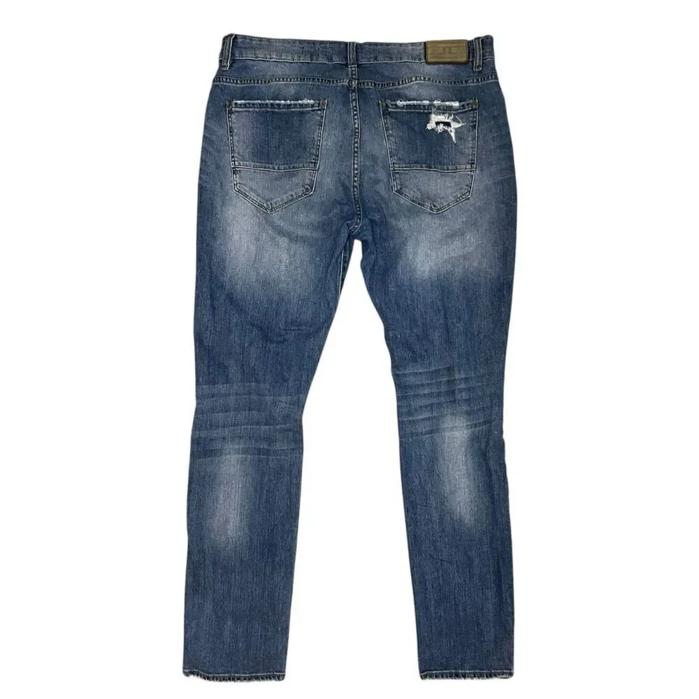 Jordan Craig Sean Men’s Distressed Denim Jeans Stretch Relaxed Fit 36/32‎